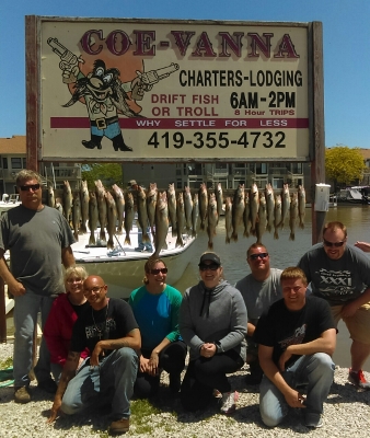 Coe Vanna Charters fishing east of Toledo and west of Sandusky in Port Clinton, OH. Lake Erie fishing charter boats