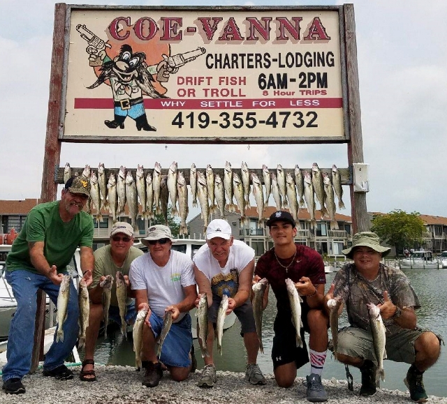 Charter fishing for walleye on Lake Erie west of Cedar Point Amusement Park in Sandusky departing from Port Clinton, OH